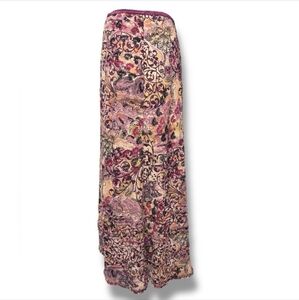 J. JILL Purple & Tan Paisley Mesh Maxi Skirt Tiny Ruffle Detail Y2K